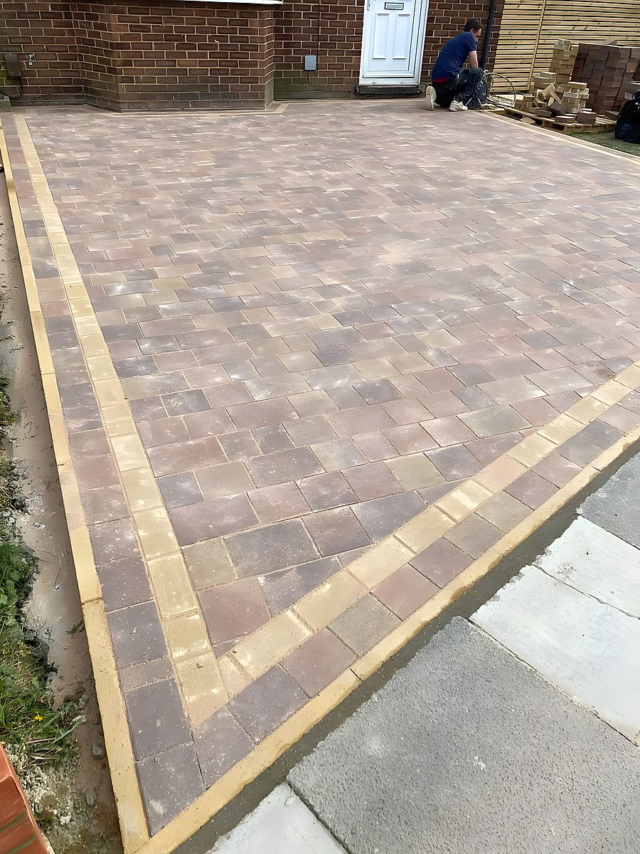 Clay block paving close-up