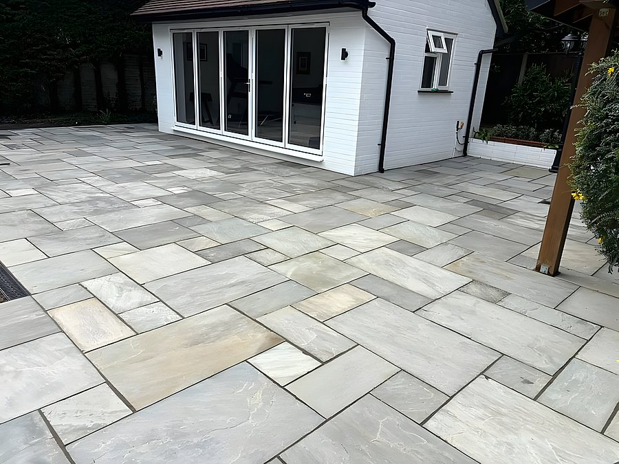 Indian sandstone patio close-up